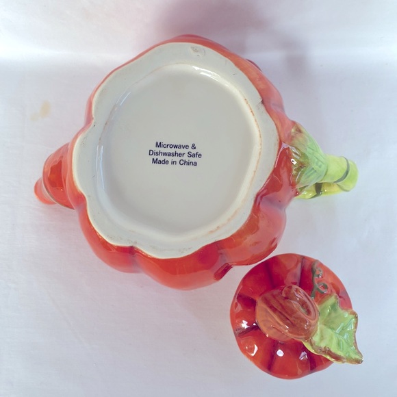 NIB Cracker Barrel Very Beautiful Ceramic Pumpkin  Teapot Orange - Picture 4 of 11